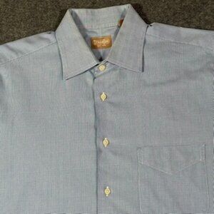 Gitman Bros Mens Long Sleeve Button Shirt Sz 16.5 34 Large USA Blue Made in USA